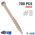 KREG PROTEC-KOTE DECK SCREWS 2' #8 COARSE PAN HEAD 700CT